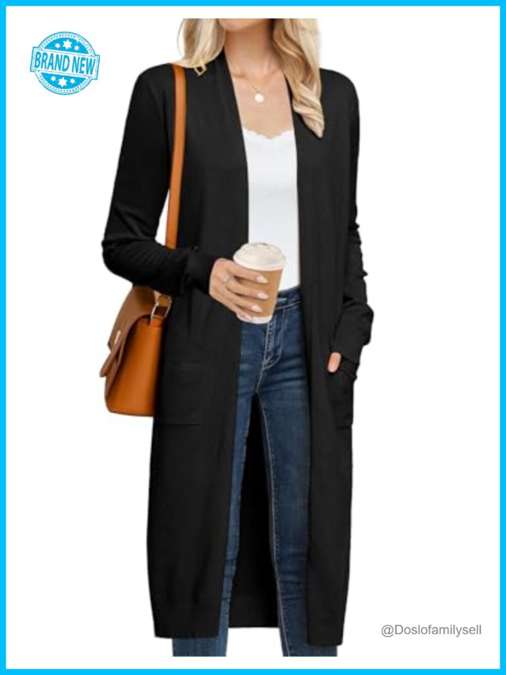 Women's Long Open Front Duster Cardigan Lightweight Maxi Sweater with Pockets
